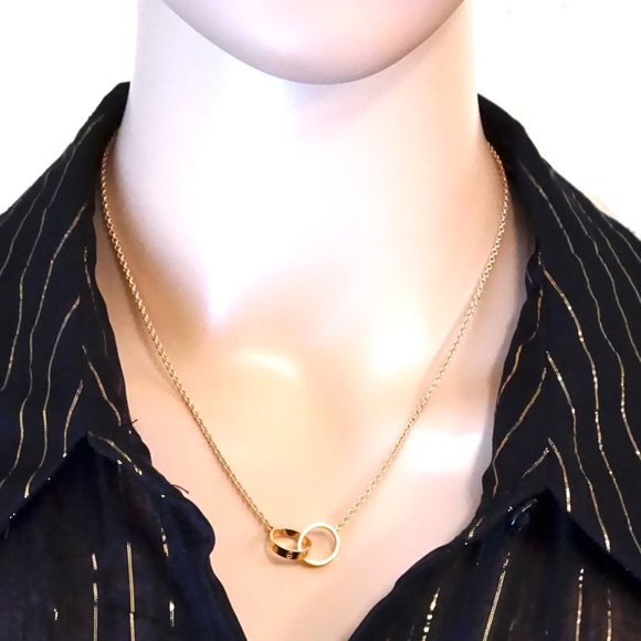 Cartier Rose Gold 18k 750 Love Mini Rings Necklace - Picture 2 of 11